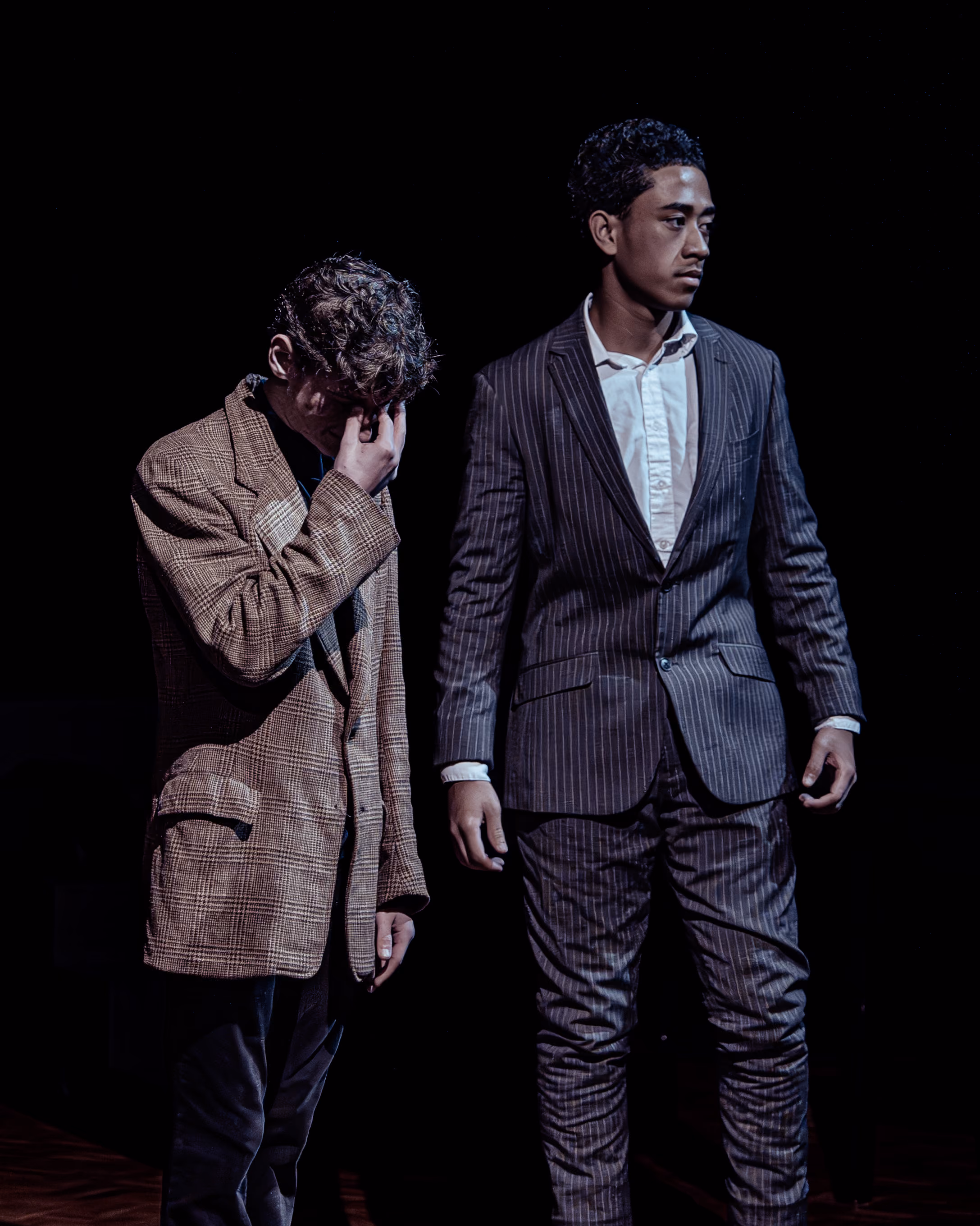 Two Rosehill College students performing in a stage production