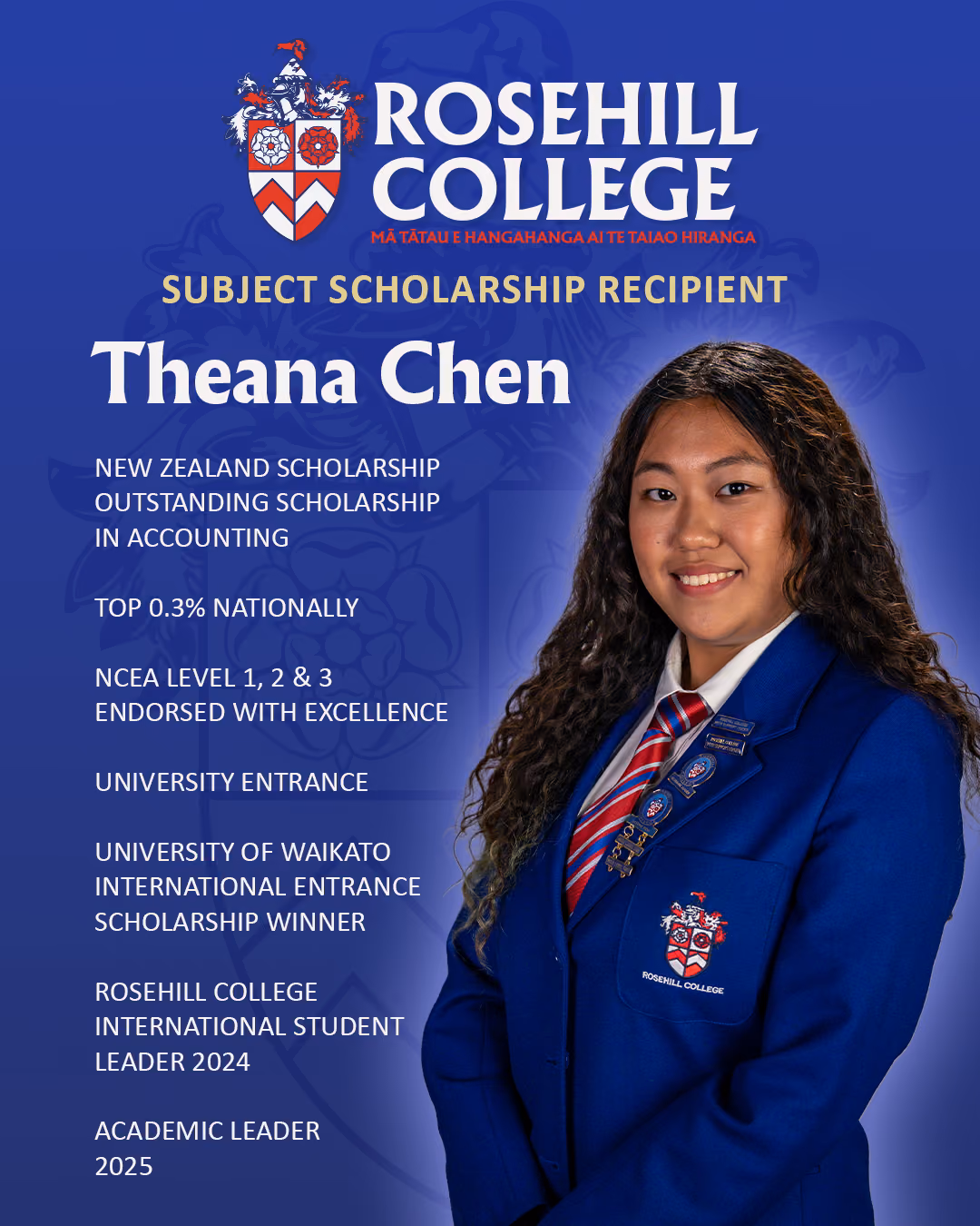 Theana Chen, Rosehill College International Student Leader 2024